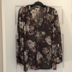 Joie 100% Silk floral blouse Sz L